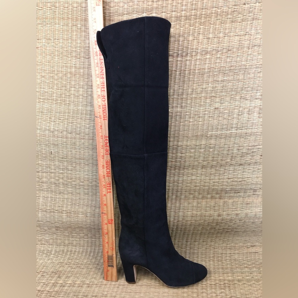 Authentic Chanel Black Suede Over-the knee Riding Boots - Size 38 (US 7 - 7.5) - Picture 10 of 12